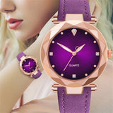 Woman Watch Best Sell Ladies   Casual Leather Crystal Dial Quartz Wrist