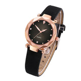 Woman Watch Best Sell Ladies   Casual Leather Crystal Dial Quartz Wrist