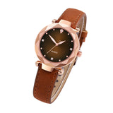 Woman Watch Best Sell Ladies   Casual Leather Crystal Dial Quartz Wrist