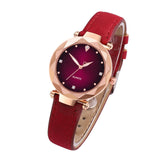 Woman Watch Best Sell Ladies   Casual Leather Crystal Dial Quartz Wrist