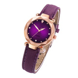 Woman Watch Best Sell Ladies   Casual Leather Crystal Dial Quartz Wrist