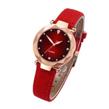 Woman Watch Best Sell Ladies   Casual Leather Crystal Dial Quartz Wrist